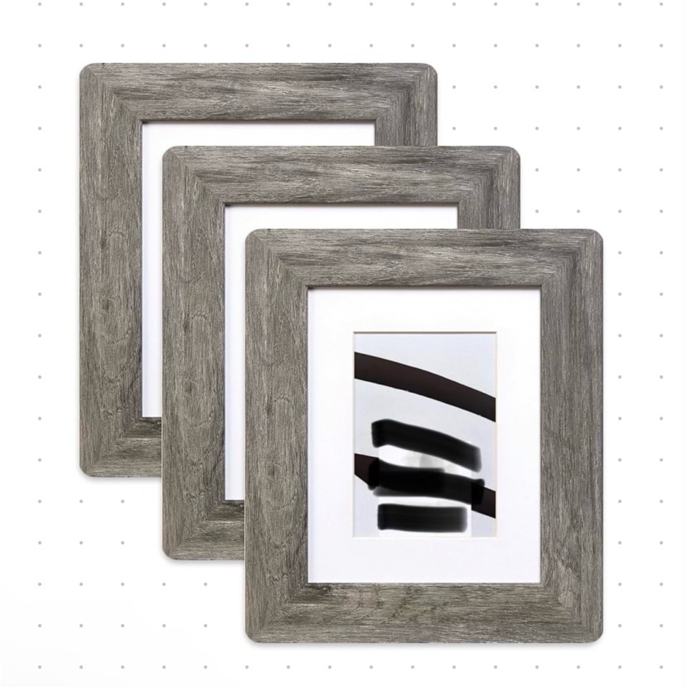 Metallic Gray 3 Picture Frames  10” x 8”,